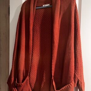Elegant Rust Open-Front Cardigan